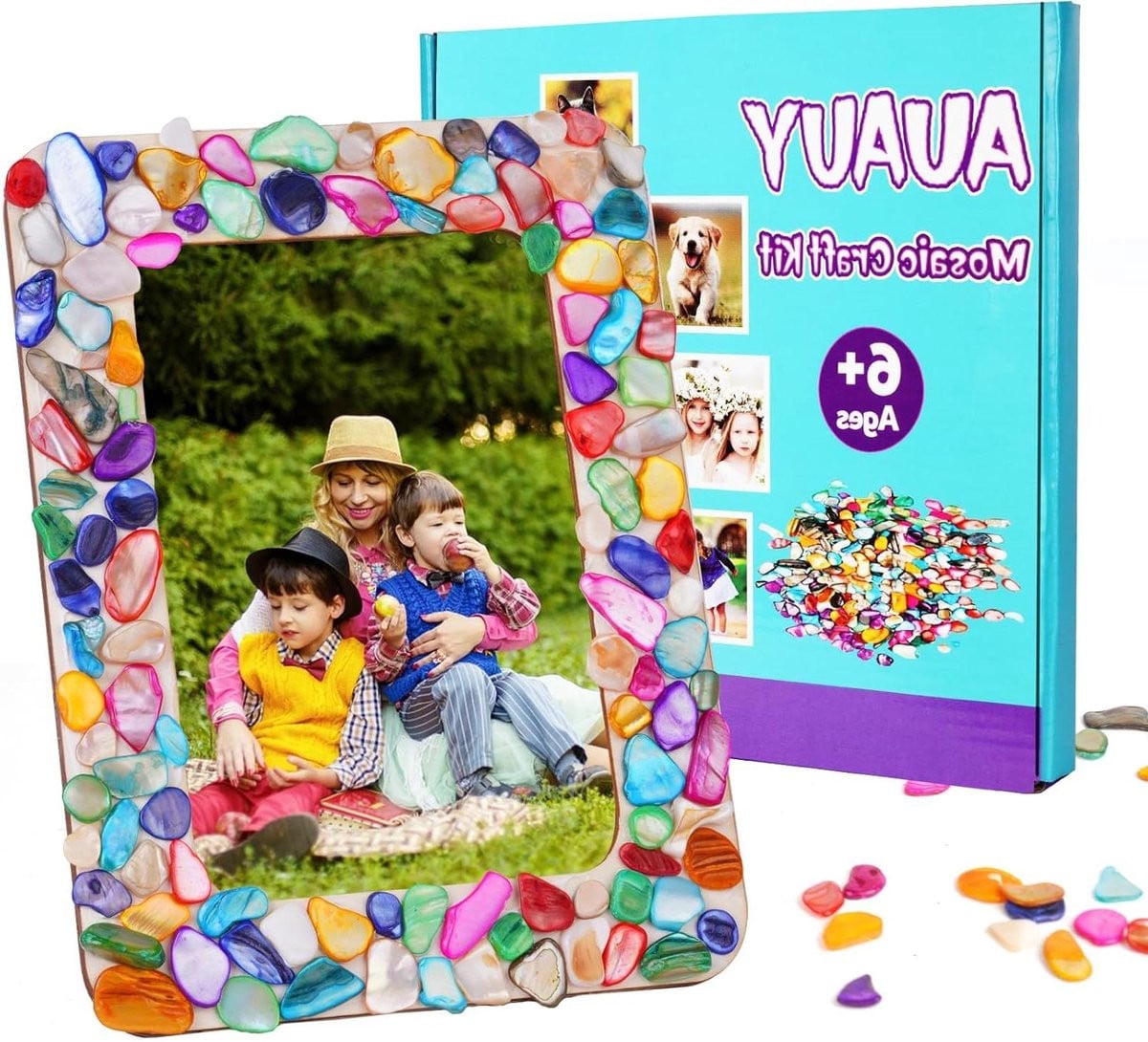 Mozaïek Fotolijst Knutselset - DIY Glas Mozaïek Set voor Creatief Hobbyen - Inclusief Lijm en Schelpen
