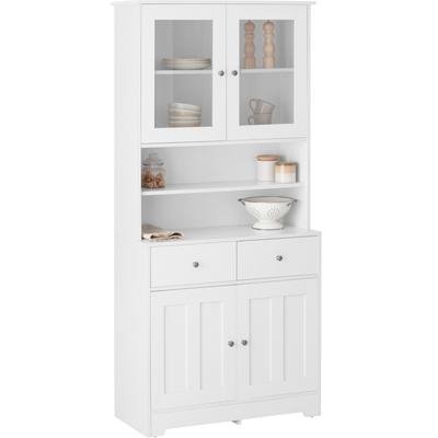 Buffet HOME AFFAIRE "Kate", weiß, B:88cm H:182cm T:38cm, Holzwerkstoff, MDF, Schränke, Buffet, Breite 88 cm, mit Glastüren und Holztüren, Metallgriffen, Höhe 182 cm