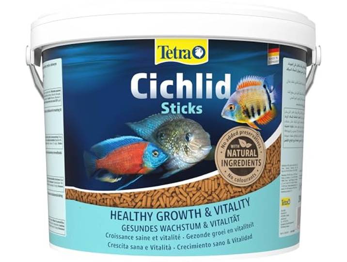 Tetra Cichlid Sticks (hoofdvoeding voor alle Cichliden en andere grote siervissen, drijvende voersticks), 10 L