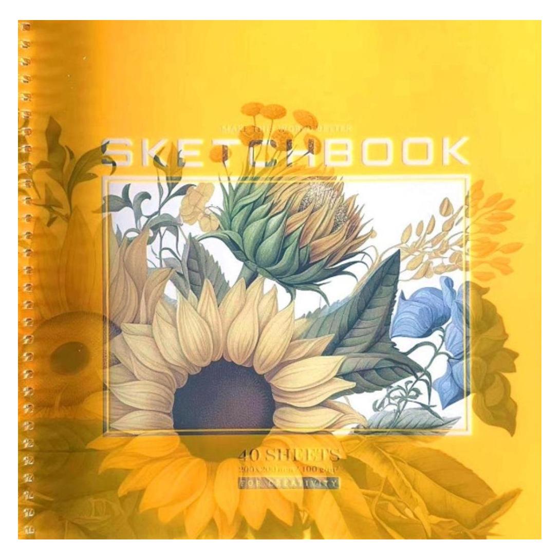 Skizzenbuch 200x200/40K glatte Sonnenblumen FRISCH (Blanko) (49008233)