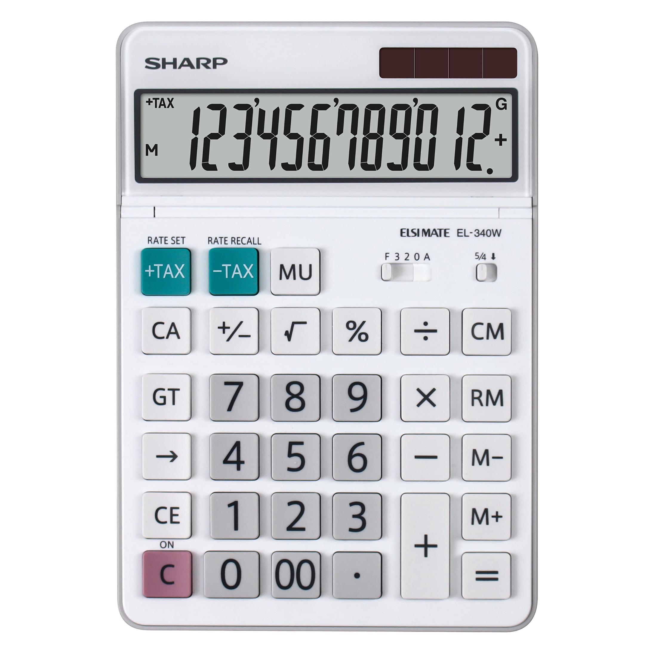 Sharp EL-340W Taschenrechner Desktop -Rechner (Batteriebetrieb, Solarenergie) (SHEL340W)