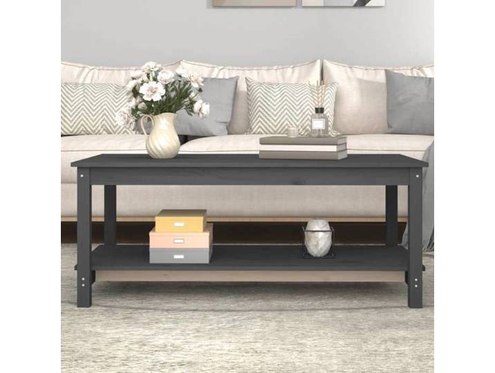 Table basse en bois de pin - VIDAXL - 110x55x45 cm - Gris - Bois massif - Étagère ouverte - Style classique