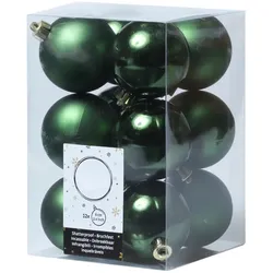 MARELIDA Weihnachtskugel bruchfest 6cm Christbaumkugeln glänzend matt grün 12St