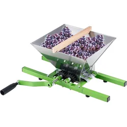 VEVOR 7 L Obstmühle Apfelmühle, große manuelle Mühle, Apfelpresse aus Edelstahl für Wein Apfelwein, manuelles Mahlwerk, Zerkleinerer Handmühle mit Rollengriff für Küche und Zuhause, grün
