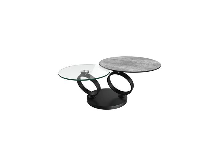 Ausziehbarer, flexibler Design Couchtisch „Eolia Black“ Keramik Silver Akante Design