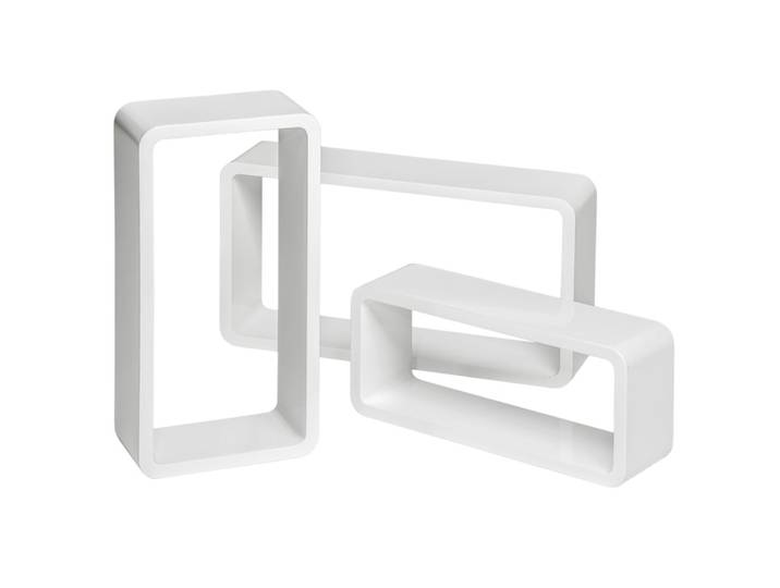 Lot de 3 étagères murales rectangle - blanc