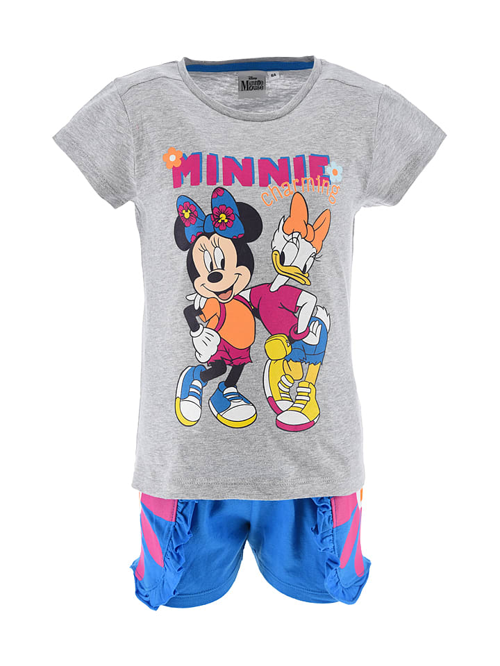 Disney Minnie Mouse 2tlg. Outfit "Minnie" in Grau/ Blau - 98