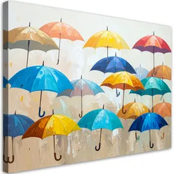 LEINWANDBILD Bunte Regenschirme 100x70cm