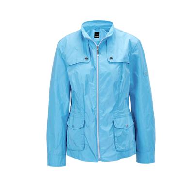 Kurzjacke GOLDNER "Outdoorjacke", Damen, Gr. 50, blau (pazifikblau), Obermaterial: 100% Polyester PES., Manschette, Jacken Kurzjacke, mit Tunnelzug auf Taillenhöhe