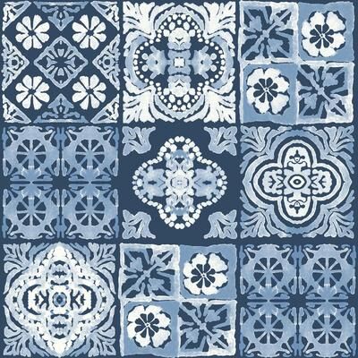 RoomMates Blue & White Marrakesh Tile Peel and Stick Wallpaper