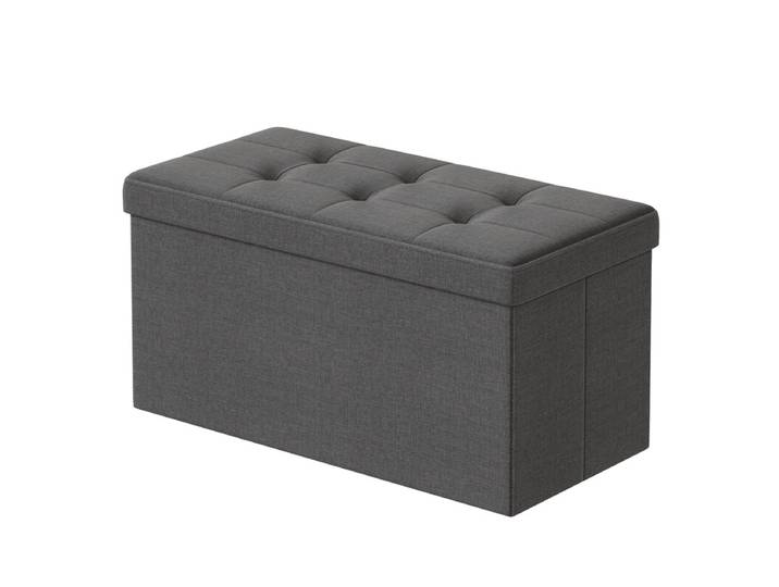 JOYFURNOS Banc de rangement, coffre de siège, banc de lit, coffre de rangement, pour salon, chambre et couloir, Gris Foncé