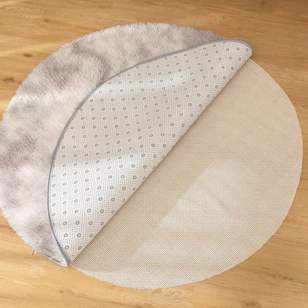 Rond Antislip Vloerkleed van Polypropyleen en Polyester, 150 cm, Snijdbaar voor Maatwerk