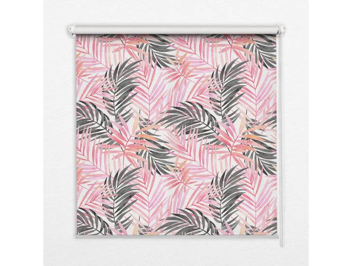Tulup Innenrollo - Fensterrollo - Rollo - 90x140 cm - Rosa und schwarze Blätter, Pink, Kunststoff, Rechteckig, 90x140x0.5 cm, Heimtextilien, Vorhänge, Rollos