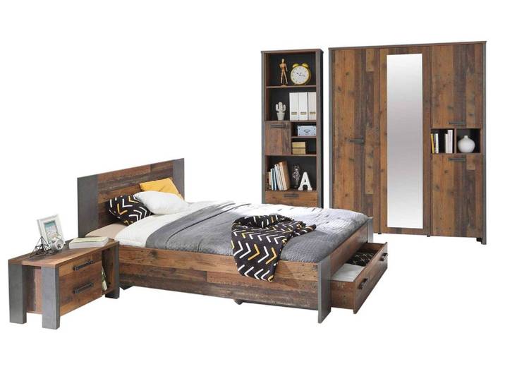 Jugendzimmer CLIF 5-tlg Komplettset Optik: Old Wood Vintage von Forte