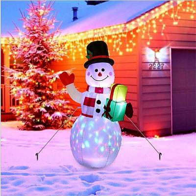 Weihnachts-Schlauchboote sprengen Hof-Außendekorationen Verbessertes 5-Fuß-Schneemann-Schlauchboot mit rotierenden LED-Leuchten für Weihnachtsdekorationen Innen-Außen-Hof-Gartendekorationen