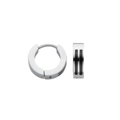 Paar Creolen FIRETTI "Schmuck Geschenk Edelstahl Ohrschmuck Ohrringe", silber (edelstahlfarben, schwarz), Ohrringe, Damen, 14mm, Edelstahl, Emaille