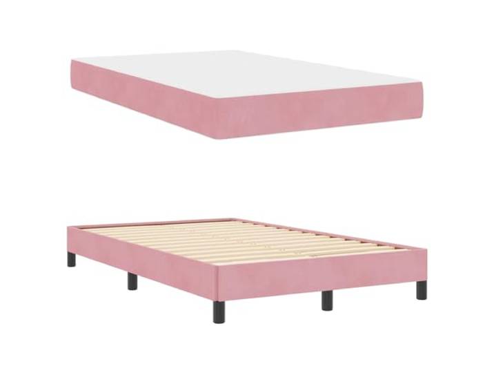 KTHLBRH Boxspringbett mit Matratze Rosa 120 x 220 cm Stoff Weiche Polsterung, Holzrahmen, Taschenfederkernstütze, langlebig, für Schlafzimmer