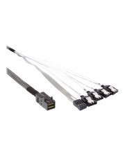 InLine SATA- / SAS-Kabel mit Sidebands gerade durchgeführt 4-Lane 4x Mini SAS HD SFF-8643 bis SATA Seitenband 50 cm Schwarz (27630A)