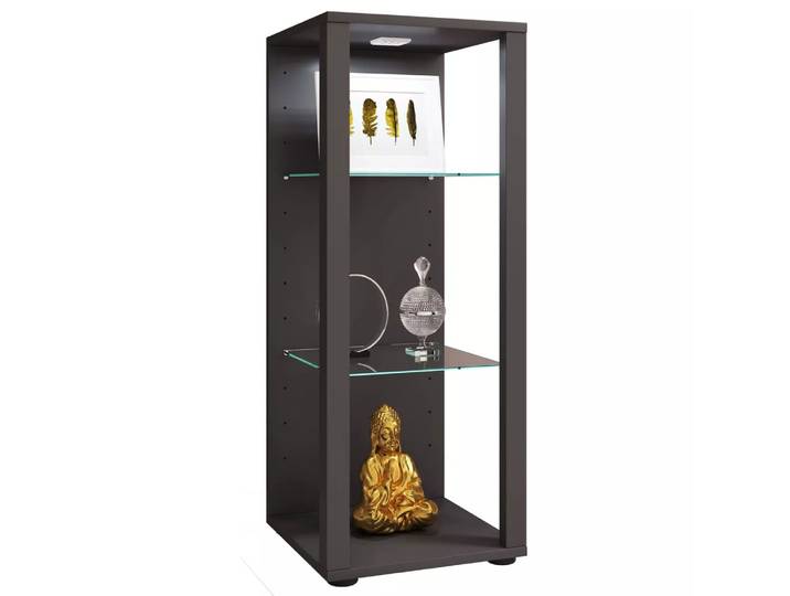 VCM - Glasvitrine stehend Vitrine Glas mit ESG-Sicherheitsglas Maße ca. H. 90 x B. 35 x T. 35 cm Standvitrine Glas Modern und platzsparend Glas, 35cm, Anthrazit