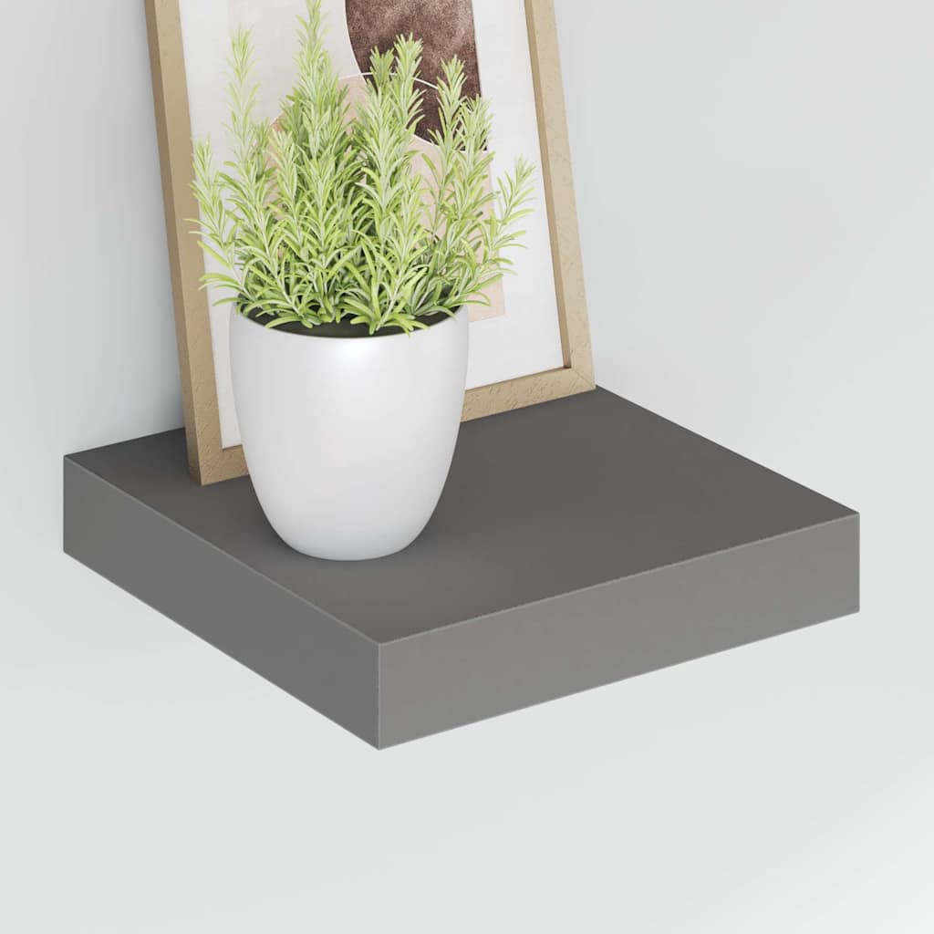 vidaXL Étagère murale flottante 2 pcs Gris brillant 23x23,5x3,8 cm MDF