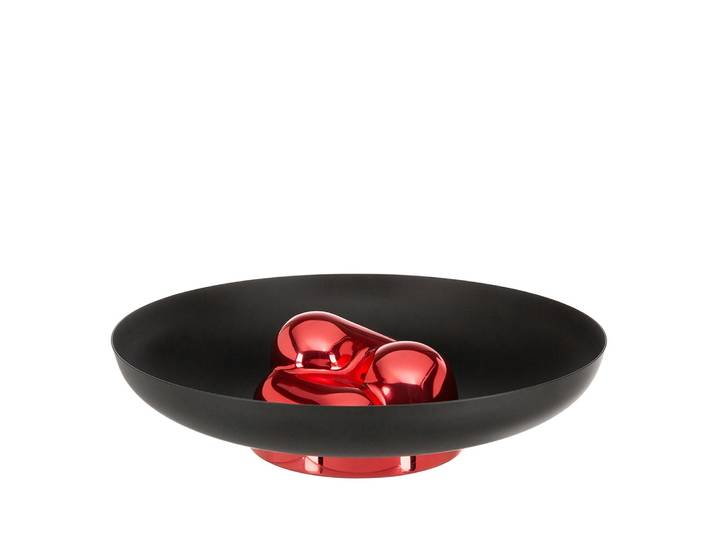 Dekoschale FINK STUDIO POP ART , rot (schwarz, rot), B:30cm H:6cm T:30cm Ø:30cm, Aluminium, Edelstahl, Dekoschalen, Dekoschale, in STUDIO Geschenkverpackung