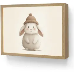 WANDLEUCHTE MIT AKKU Kaninchen - Hut - Ohren - Beige LED 40x30 cm Wandlampe