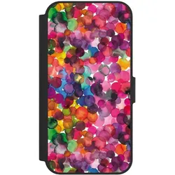 Nivocase Klapphülle für Apple iPhone 17e Handyhülle aus Kunst Leder NIVOflip schwarz Punkte Wasserfarbe (Apple iPhone 17e), Smartphone Hülle, Schwarz