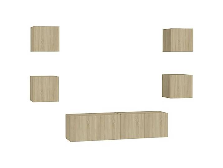 GHVBNMF 6-TLG. TV-Schrank Set Wandmontage Hängend Sonoma-Eiche Moderne Hängeelemente für Wohnzimmer und Gästezimmer schaffen platzsparende Ordnung für Medien und Bücher an der Wand.