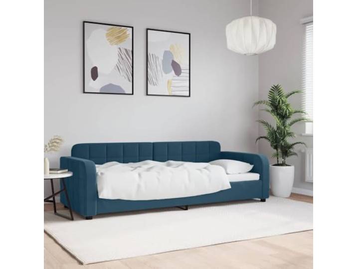 WDGJJFECNMUEHI Samt 2 in 1 Schlafsofa Tagesbett Blau 80 x 200 cm Tagesbett Blau 80x200 cm Samt Schlafsofa mit Bettkasten Metall Gestell Gästebett 2-in-1 Couchbett Modern