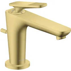 hansgrohe AXOR Citterio C Einhebel-Waschtischmischer 90, mit CoolStart für Handwaschbecken und Zugstangen-Ablaufgarnitur, Cubic cut, 49011950, Farbe: Brushed Brass