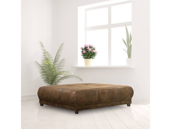 Polsterhocker 125 x 39 x 125cm Braun Microfaser Goda: Schokoladenbraun