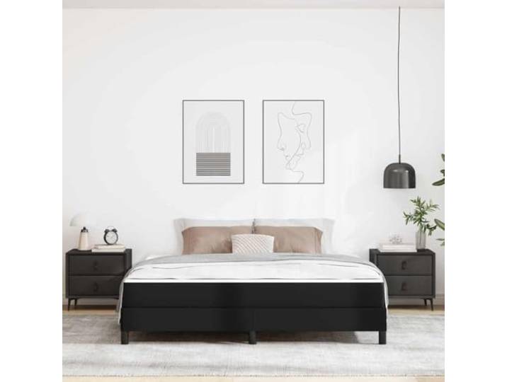 KTHLBRH Bettgestell aus schwarzem Stoff, 180 x 200 cm Technisches Holz, feste Latten, Taschenfedern, Schaumstoff, modernes Design