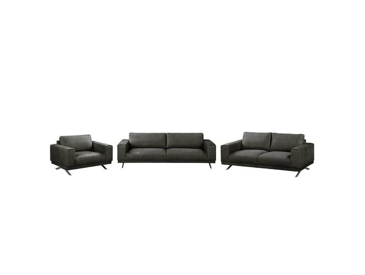 Ensemble de salon 3-2-1 Gris/Gris foncé Tissu Moderne