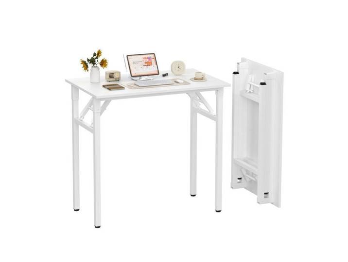 Lvhcmfohm Bureau Pliable Table Pliante Compact Petite Pour La Maison Le Bureau Les Pique-niques 80x50x75 cm Blanc