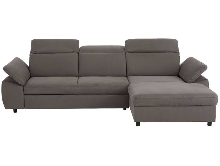 Ecksofa, Mikrofasern, Grau 287×178 cm, Mit Bettfunktion & Stauraum, Modern, Home-affaire
