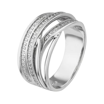 Fingerring JOBO Gr. 56, silber (silber 925), Fingerringe, Damen, 56, Silber 925 (Sterlingsilber), Fingerring, 925 Silber mit 73 Zirkonia