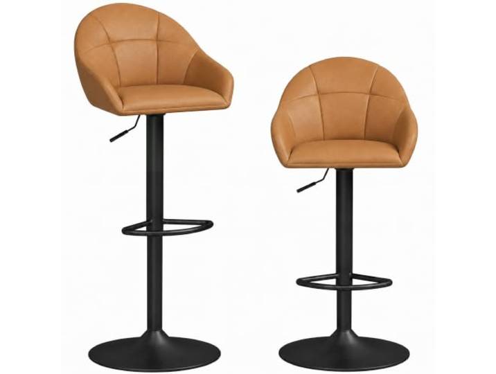 HOMCOM 2er-Set Barhocker, modern, drehbar & höhenverstellbar, aus Kunstleder, mit Rückenlehne, Armlehnen und Fußstütze, Braun