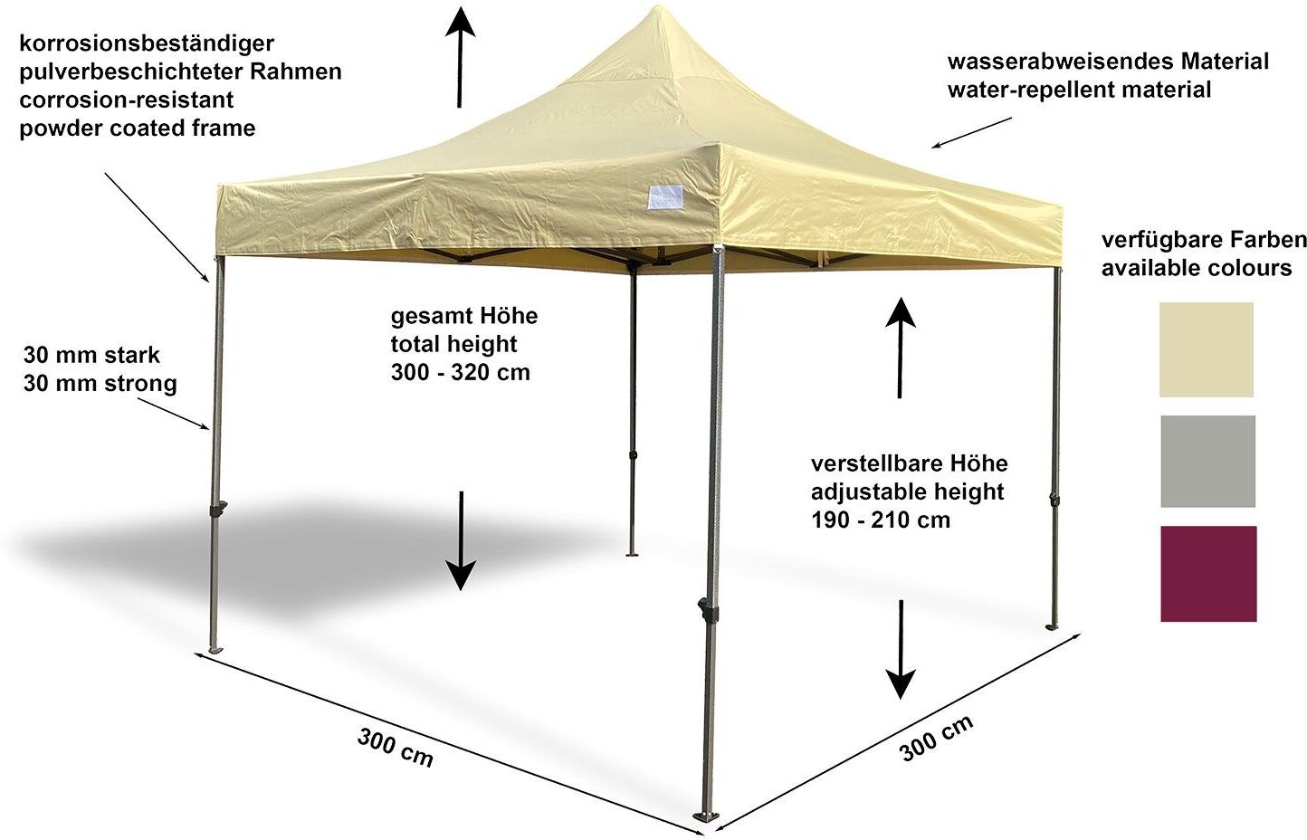 GRASEKAMP Faltpavillon Premium Line