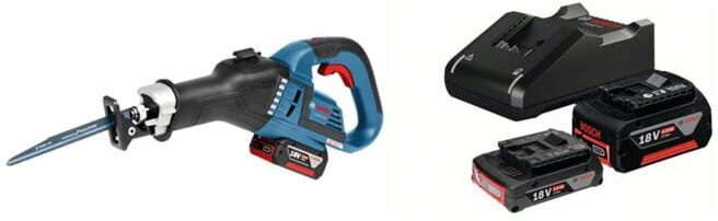 Set Bosch Akku-Säbelsägen GSA 18 V-32 Solo Version + Starter-Set: 1x GBA 18V 2,0Ah + 1x GBA 18V 4,0Ah + GAL 18V-40