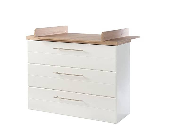 roba Wickelkommode 'Nele' breit, inkl. Wickelansatz, weiß, Kranz in 'Artisan Eiche', Wickelhöhe 93 cm