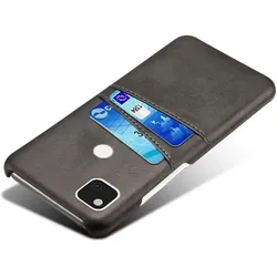 Screenguard Google Pixel 5 CardCaddy Leder Backcase mit Kartenfächern (Google Pixel 5), Smartphone Hülle, Schwarz