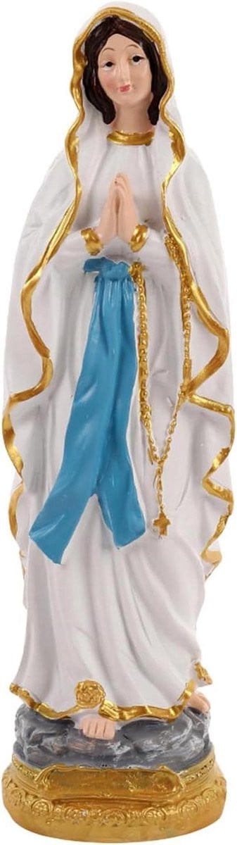 Religieus Beeld Madonna Ambachtelijke Sculptuur Wit Blauw Goud Hoogte: 29 cm