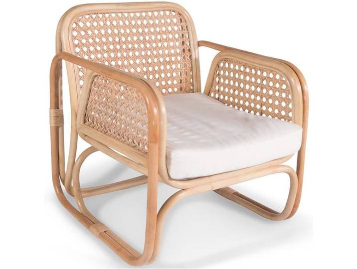 Fauteuil en rotin avec accoudoirs design Boho Bali - Leta Blanc