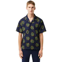 LACOSTE T-Shirt Woven, navy/gelb/schwarz