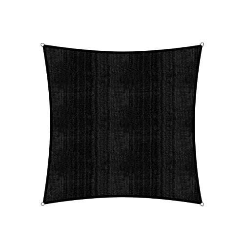 Lumaland Zonnezeil met nylon bevestigingskoorden, zwart, 4 x 4 m