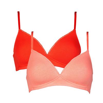 Bügelloser BH MY BASIC, Damen, Gr. 75, Cup A, rot (bunt), Obermaterial: 95% Baumwolle, 5% Elasthan, Basic, Basic, BHs, flache Verarbeitung, wattiert, ohne Bügel, basic, Baumwollmix
