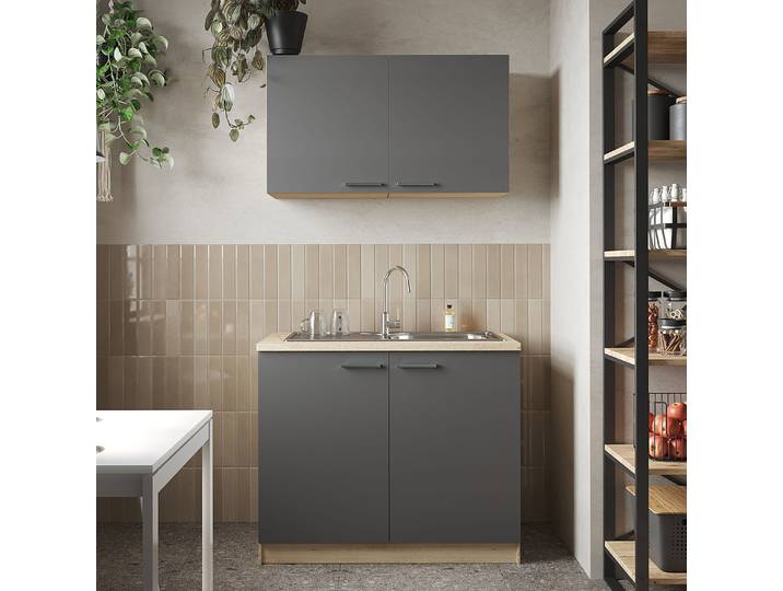 Cuisine Merle - Combi B 100 x 200 x 60cm Gris/Gris