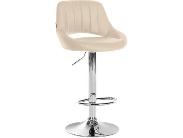 CLP Barhocker höhenverstellbar mit Lehne Milet, Barstuhl gepolstert Kunstleder, Tresenstuhl mit Metallgestell drehbar Farbe Creme Gestell Farbe Chrom