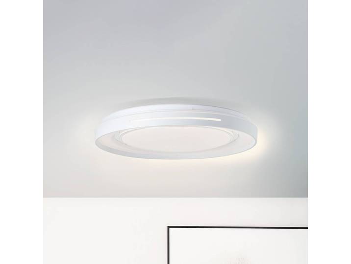 Brilliant LED Deckenleuchte Barty, dimmbar, weiß / opal, für Wohn- / Esszimmer, Metall, Modern