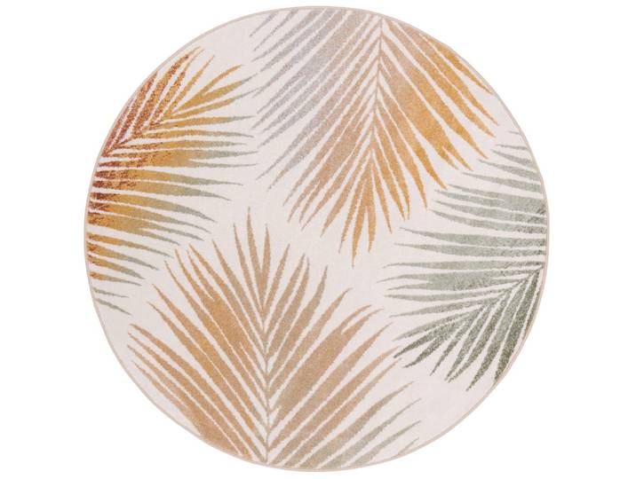 Tapis rond à feuilles beige 160x160 cm